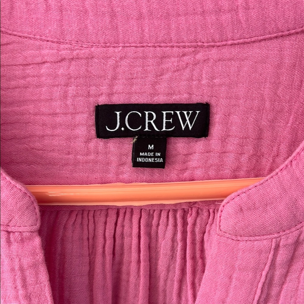 J. Crew Pink Blouse with Cuffed Sleeves and Mandarin Collar - Picture 2 of 4